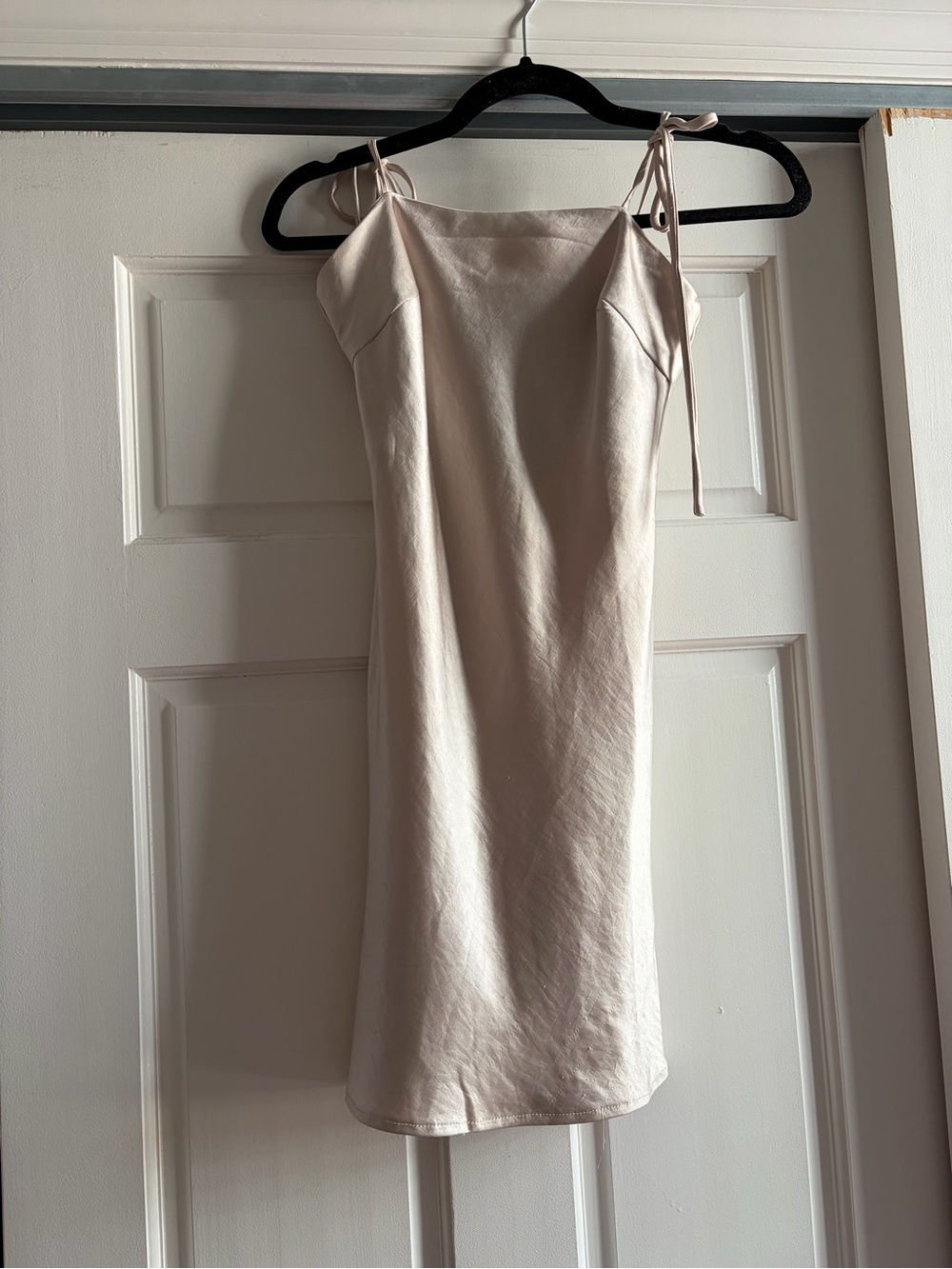 Princess Polly Cream Tie-Shoulder Mini Slip Dress